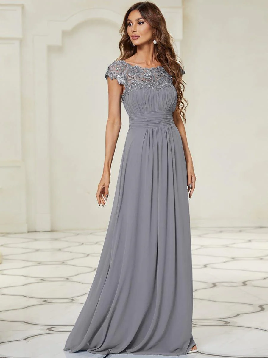 Elegant Maxi Long Lace Cap Sleeve Bridesmaid Dress(Final Sale) - Image 52