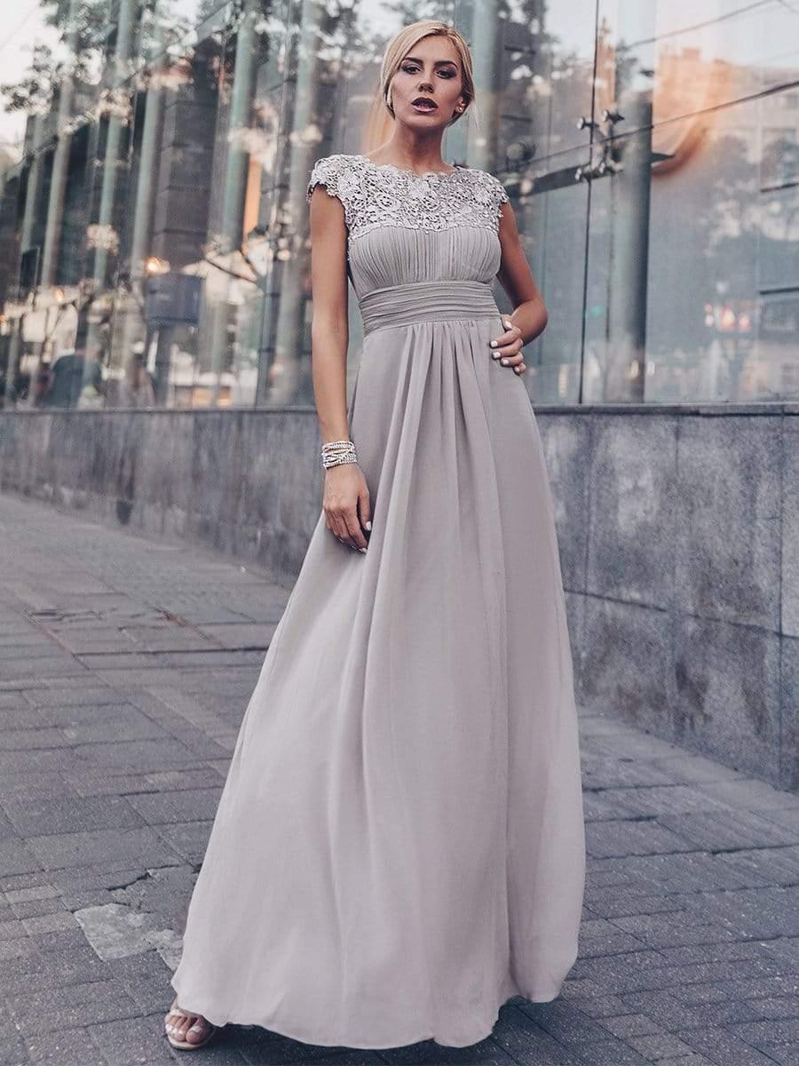 Elegant Maxi Long Lace Cap Sleeve Bridesmaid Dress(Final Sale) - Image 55