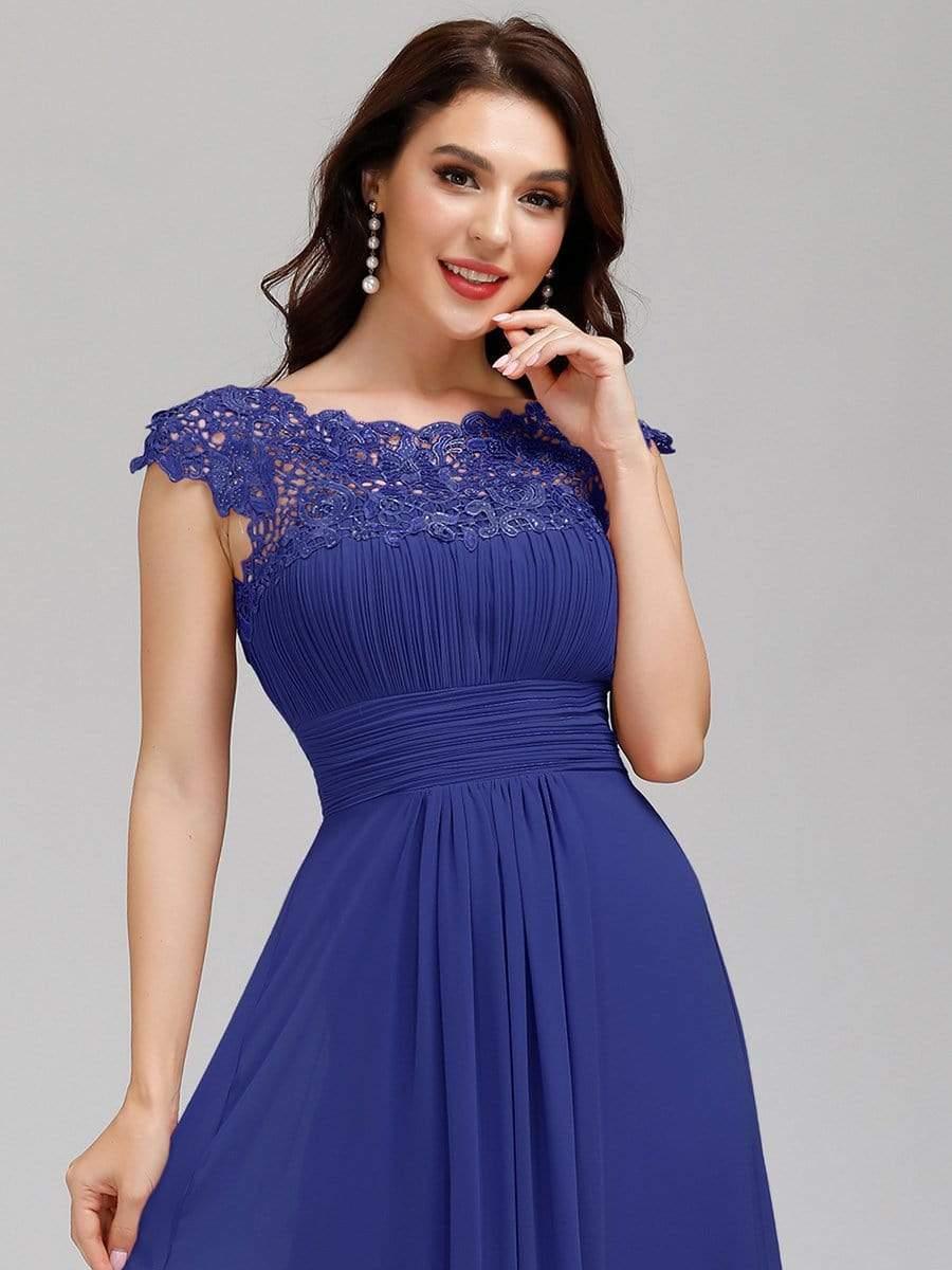 Elegant Maxi Long Lace Cap Sleeve Bridesmaid Dress(Final Sale) - Image 65