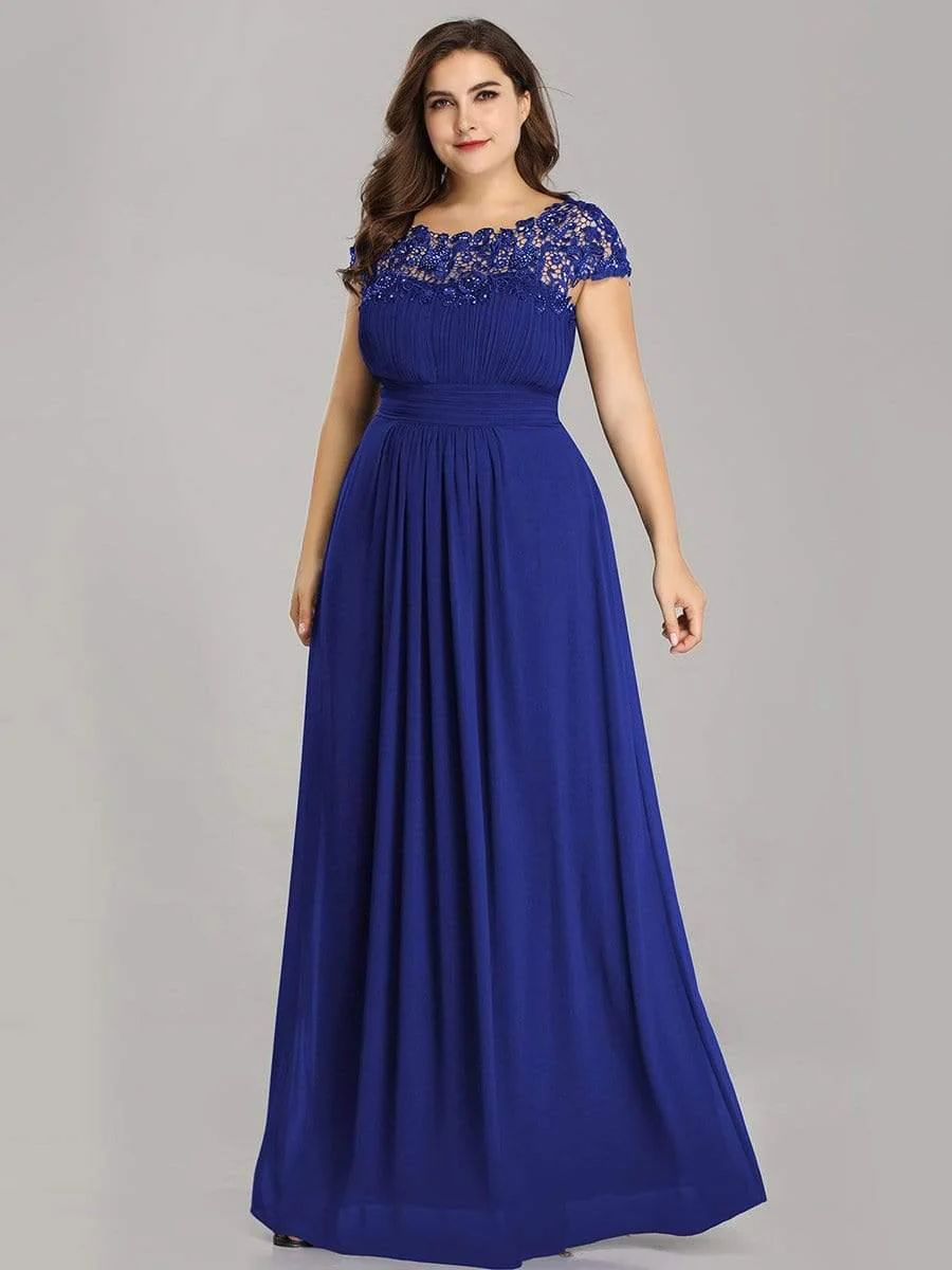 Elegant Maxi Long Lace Cap Sleeve Bridesmaid Dress(Final Sale) - Image 67