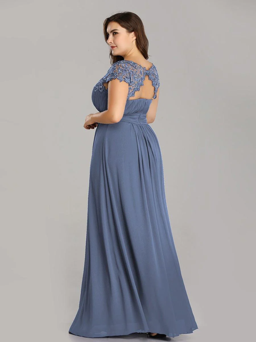 Elegant Maxi Long Lace Cap Sleeve Bridesmaid Dress(Final Sale) - Image 88