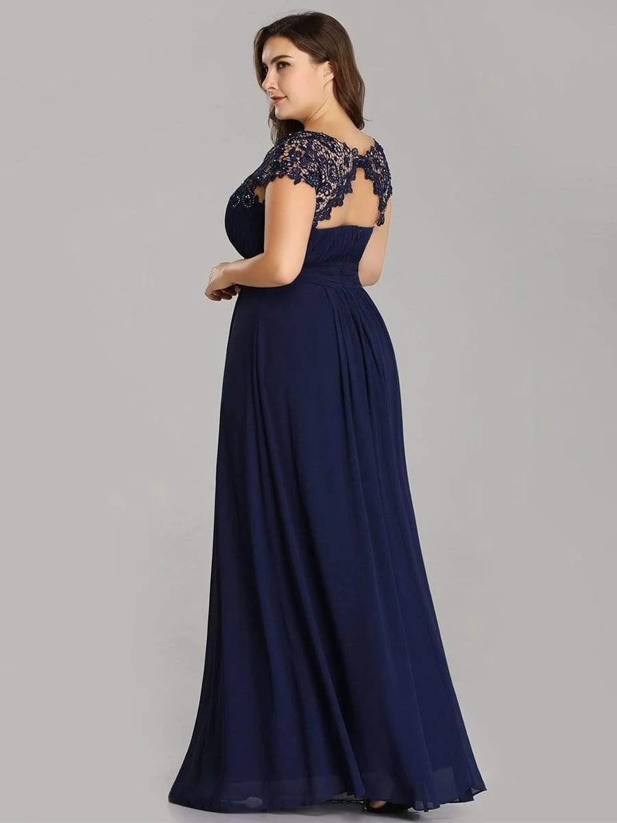 Elegant Maxi Long Lace Cap Sleeve Bridesmaid Dress(Final Sale) - Image 96