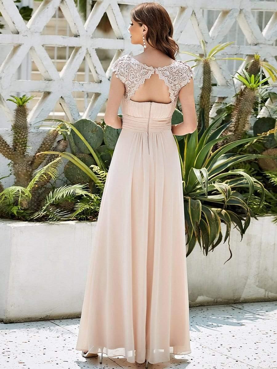 Elegant Maxi Long Lace Cap Sleeve Bridesmaid Dress(Final Sale) - Image 98