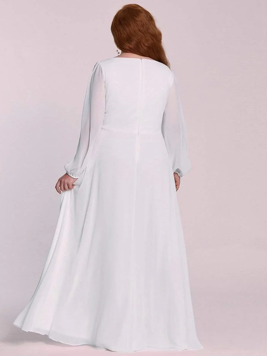 ever AMOUR|Deep V Neck Long Wedding Guest Dress with Long Sleeves - Image 41