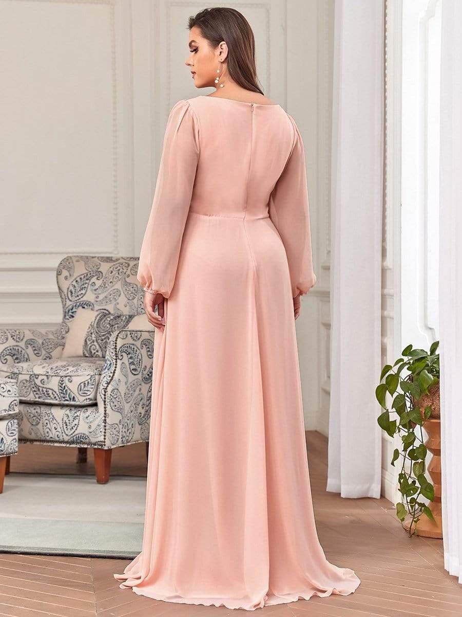 ever AMOUR|Deep V Neck Long Wedding Guest Dress with Long Sleeves - Image 48