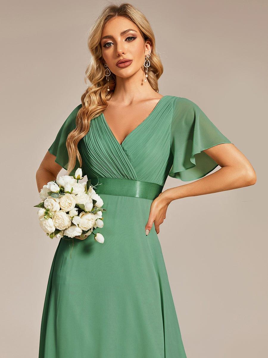 ever MONICA|Long Empire Waist Bridesmaid Dress with Short Flutter Sleeves - Image 102