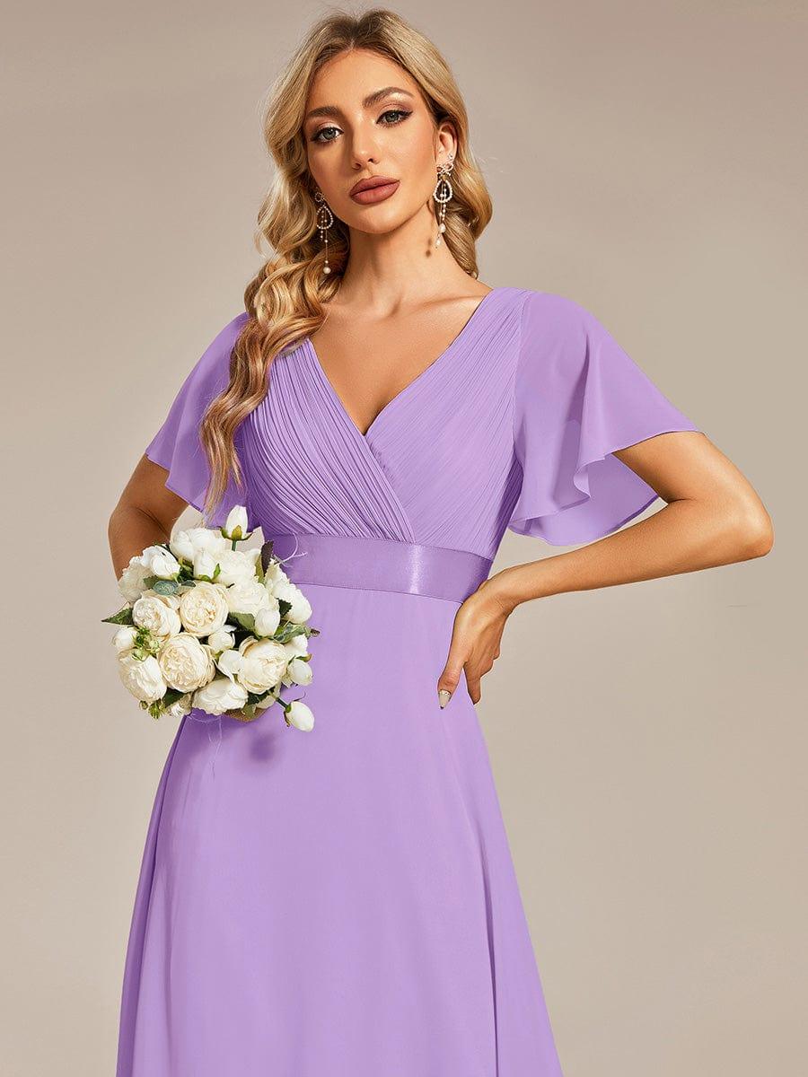 ever MONICA|Long Empire Waist Bridesmaid Dress with Short Flutter Sleeves - Image 158