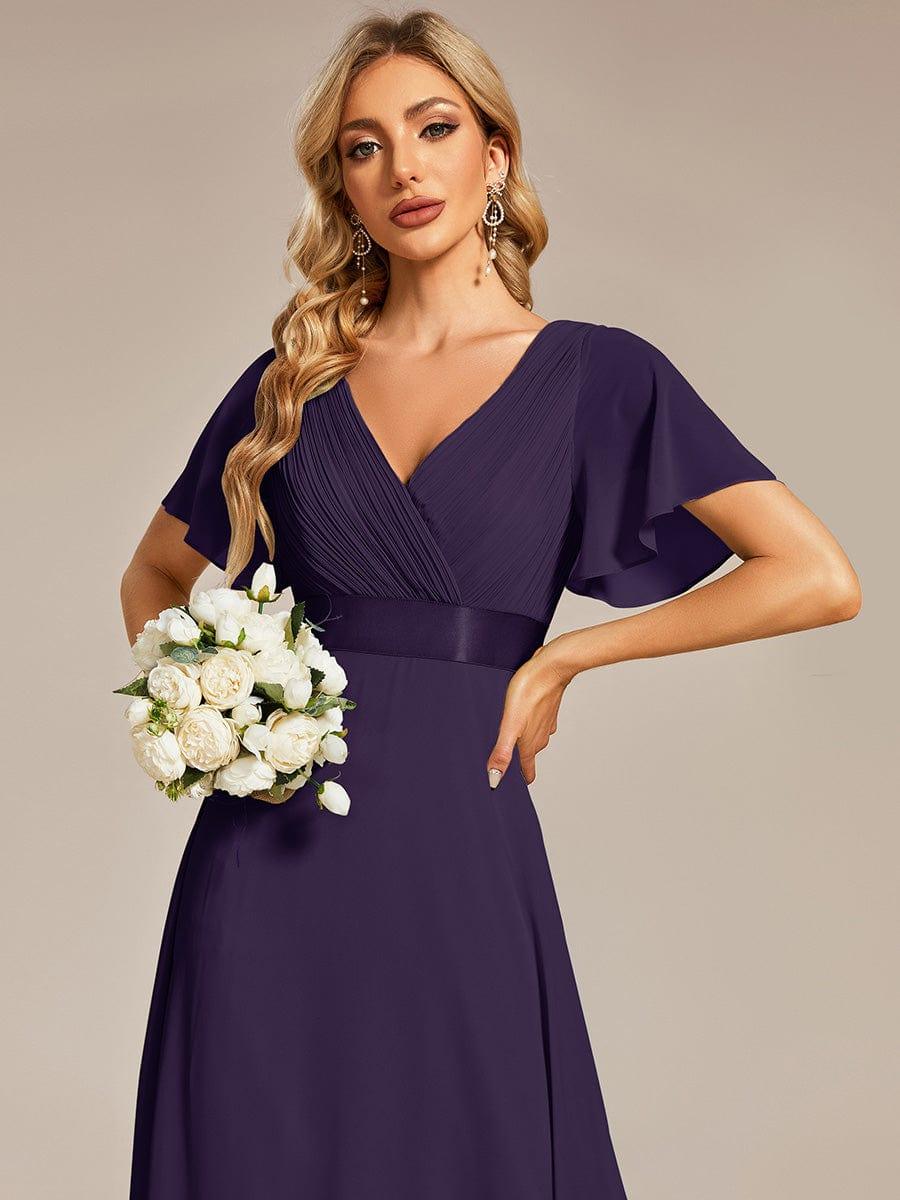 ever MONICA|Long Empire Waist Bridesmaid Dress with Short Flutter Sleeves - Image 56