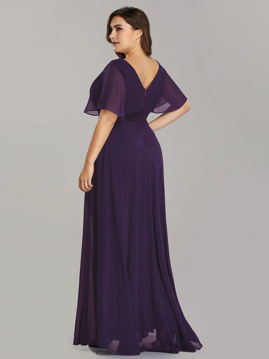 ever MONICA|Long Empire Waist Bridesmaid Dress with Short Flutter Sleeves - Image 60
