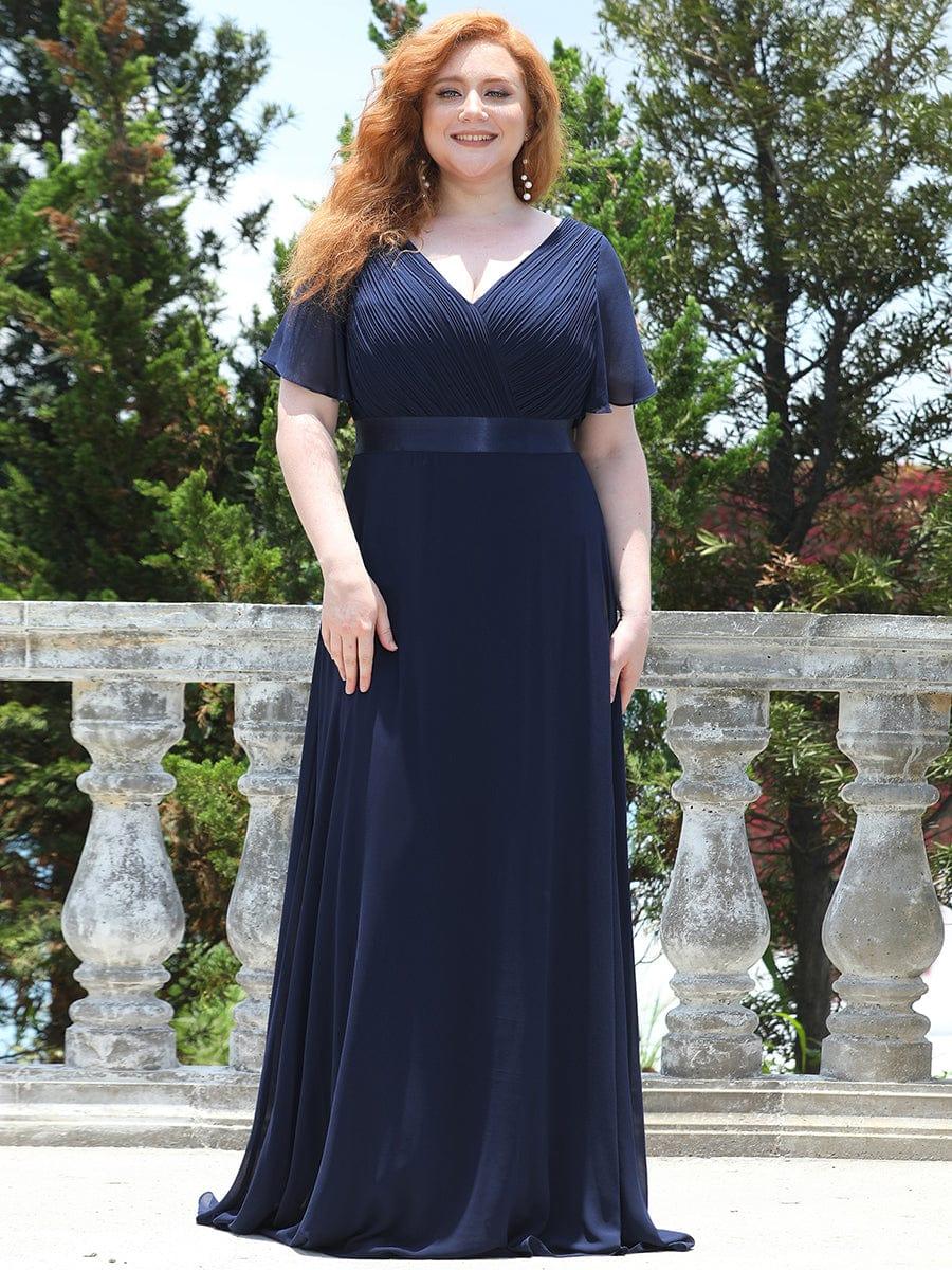 ever MONICA|High Waist Maxi Chiffon Bridesmaid Dress with Short Sleeves - Image 101