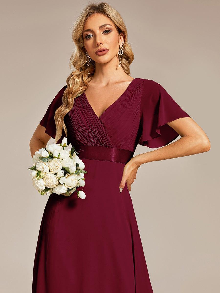 ever MONICA|High Waist Maxi Chiffon Bridesmaid Dress with Short Sleeves - Image 107