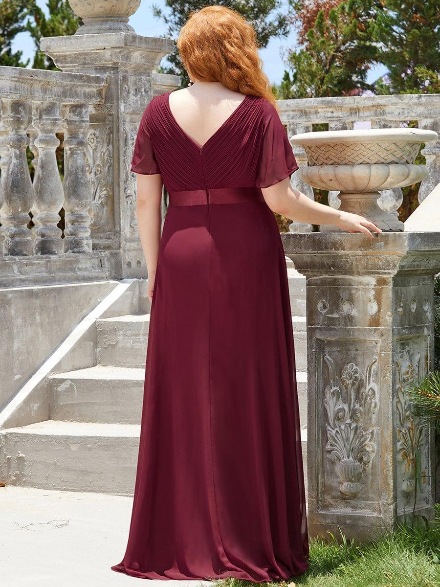 ever MONICA|High Waist Maxi Chiffon Bridesmaid Dress with Short Sleeves - Image 111
