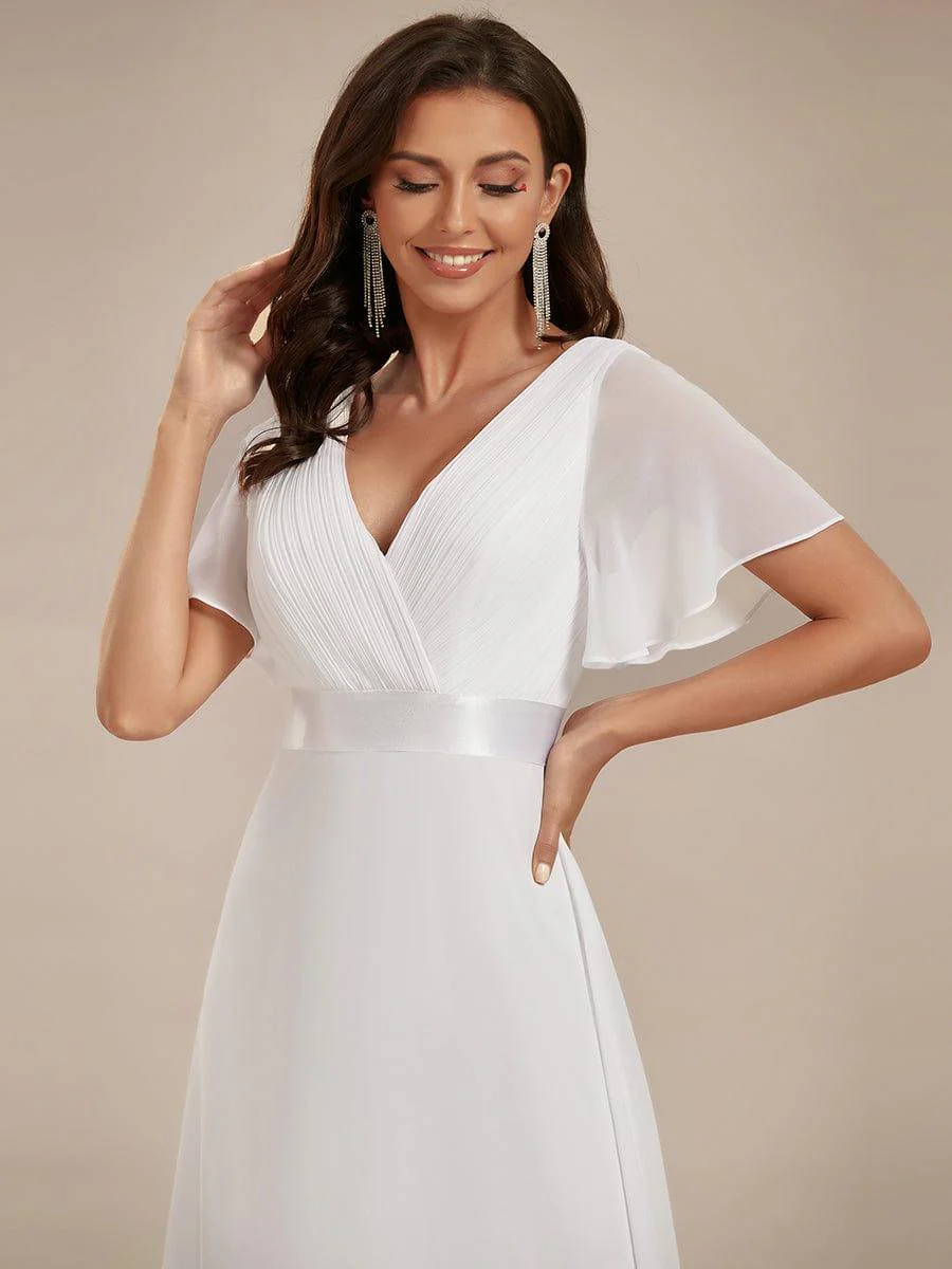 ever MONICA|High Waist Maxi Chiffon Bridesmaid Dress with Short Sleeves - Image 115