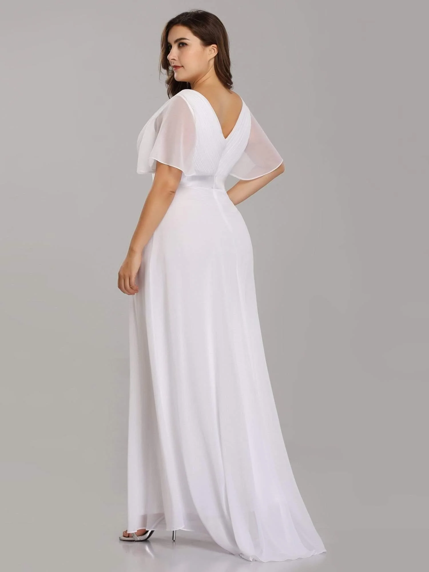 ever MONICA|High Waist Maxi Chiffon Bridesmaid Dress with Short Sleeves - Image 119