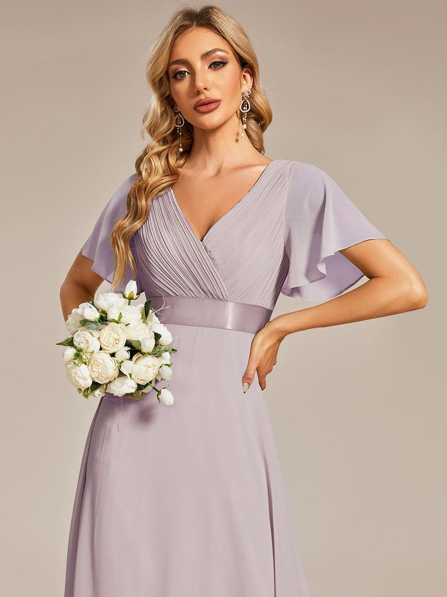 ever MONICA|High Waist Maxi Chiffon Bridesmaid Dress with Short Sleeves - Image 122