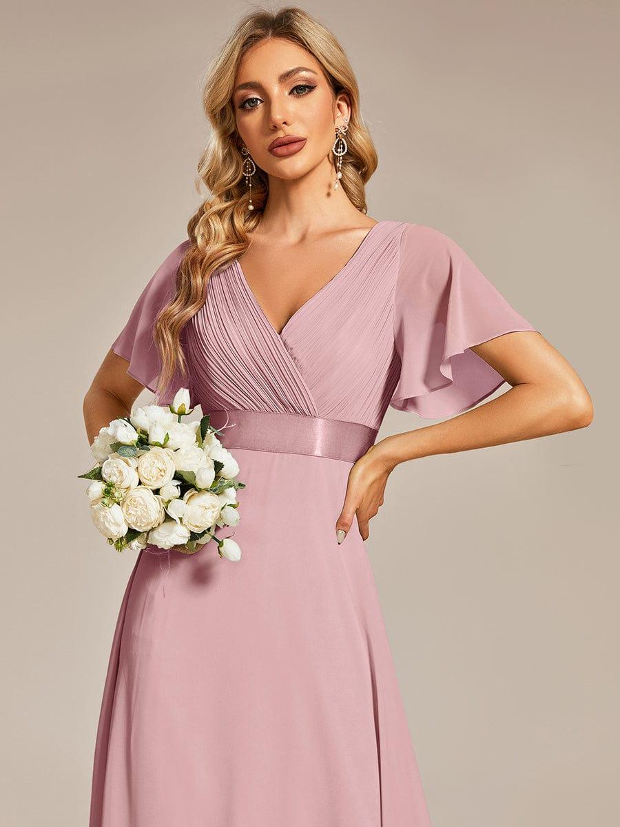 ever MONICA|High Waist Maxi Chiffon Bridesmaid Dress with Short Sleeves - Image 141