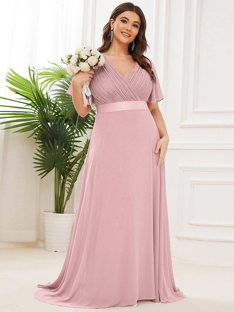 ever MONICA|High Waist Maxi Chiffon Bridesmaid Dress with Short Sleeves - Image 144