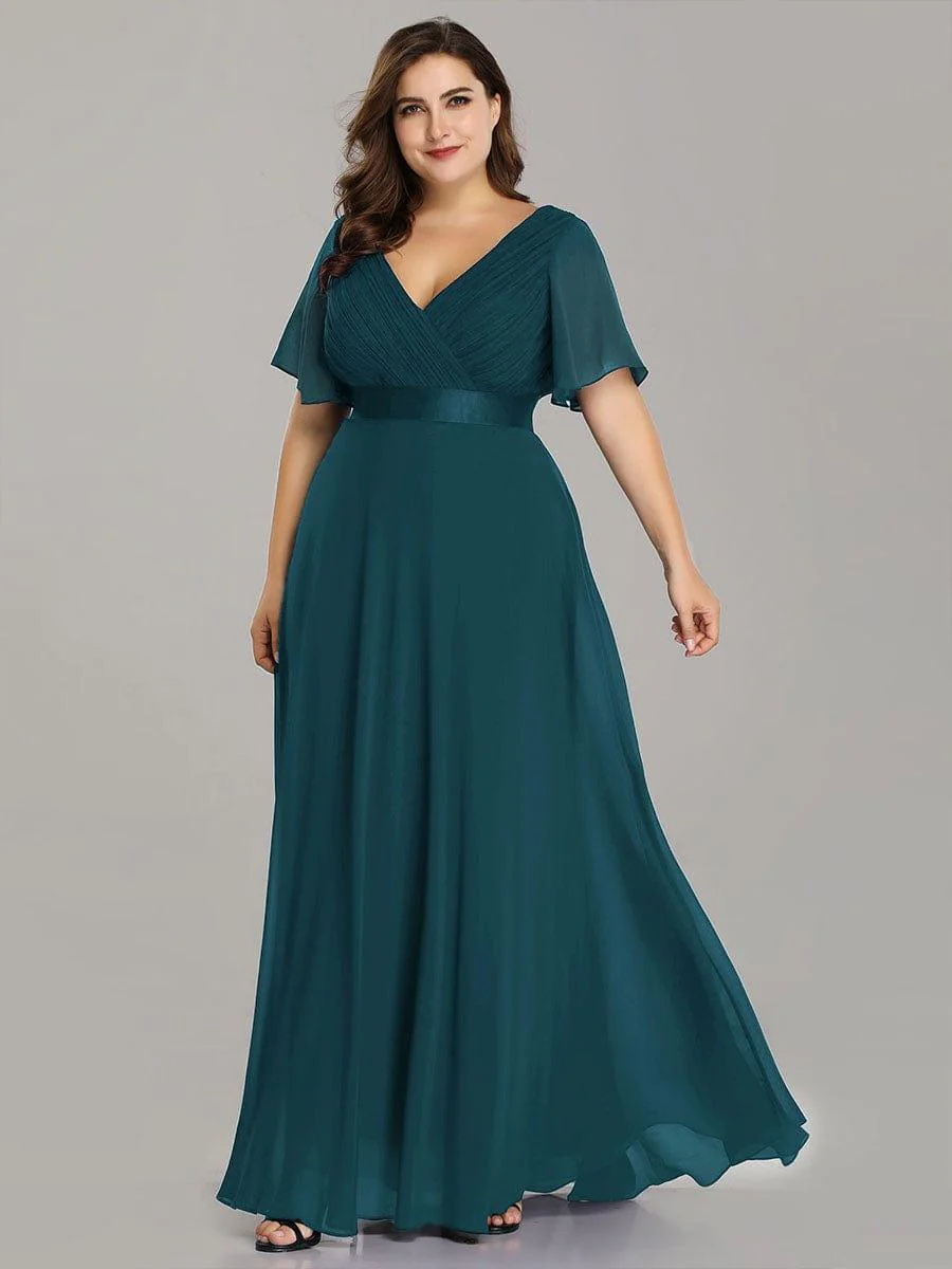 ever MONICA|High Waist Maxi Chiffon Bridesmaid Dress with Short Sleeves - Image 16