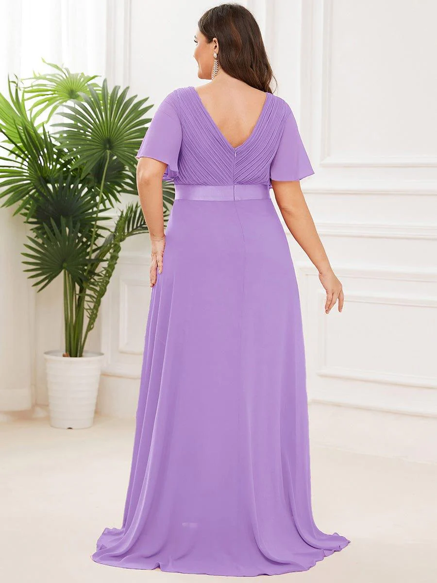 ever MONICA|High Waist Maxi Chiffon Bridesmaid Dress with Short Sleeves - Image 169