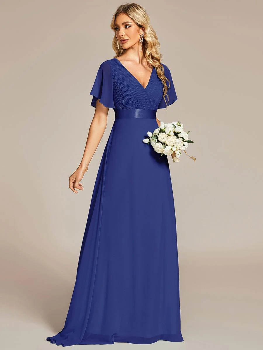 ever MONICA|High Waist Maxi Chiffon Bridesmaid Dress with Short Sleeves - Image 18