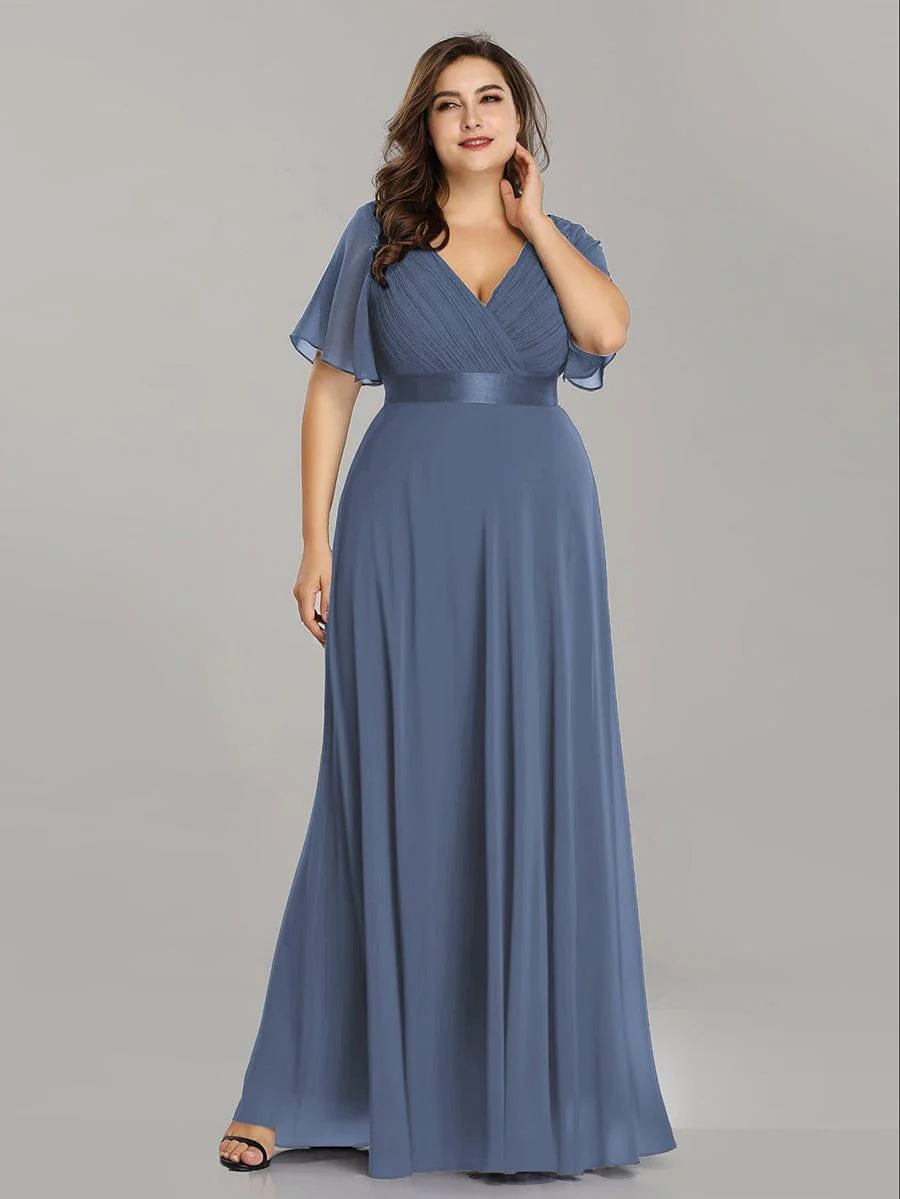 ever MONICA|High Waist Maxi Chiffon Bridesmaid Dress with Short Sleeves - Image 183