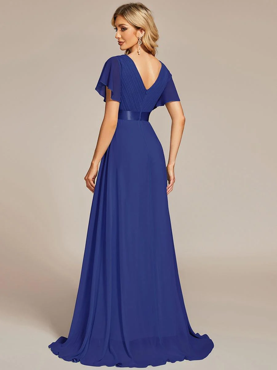 ever MONICA|High Waist Maxi Chiffon Bridesmaid Dress with Short Sleeves - Image 19