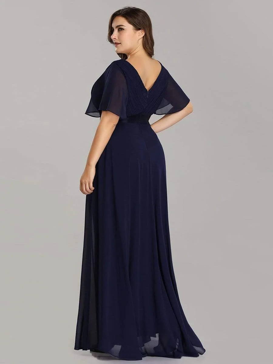 ever MONICA|High Waist Maxi Chiffon Bridesmaid Dress with Short Sleeves - Image 191