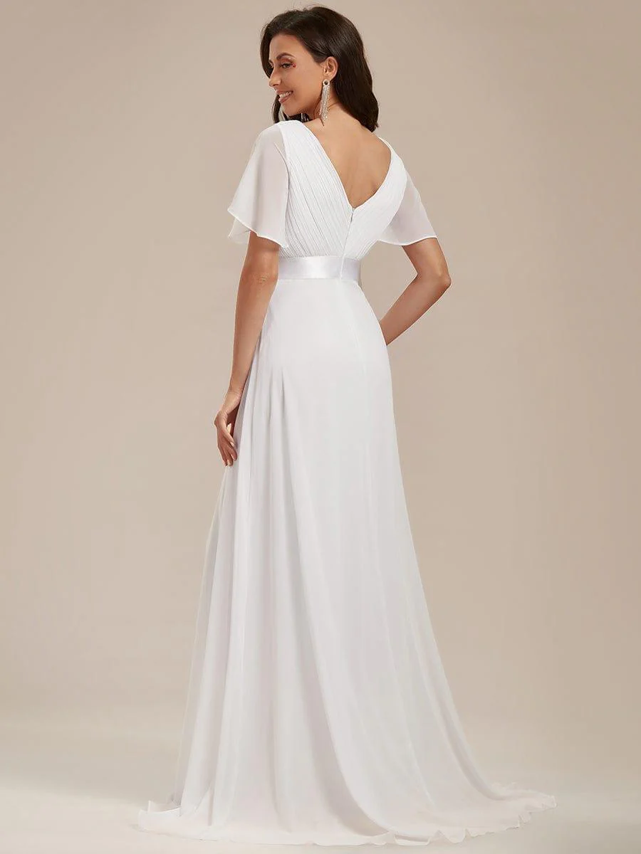 ever MONICA|High Waist Maxi Chiffon Bridesmaid Dress with Short Sleeves - Image 203