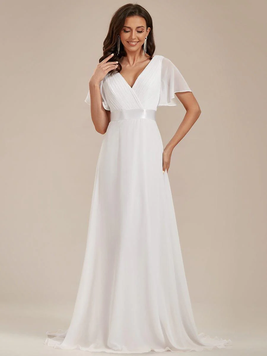 ever MONICA|High Waist Maxi Chiffon Bridesmaid Dress with Short Sleeves - Image 206