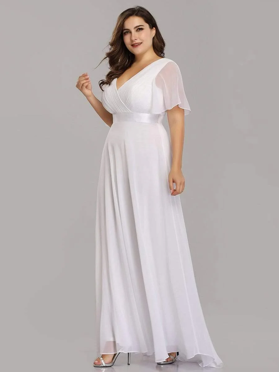 ever MONICA|High Waist Maxi Chiffon Bridesmaid Dress with Short Sleeves - Image 207