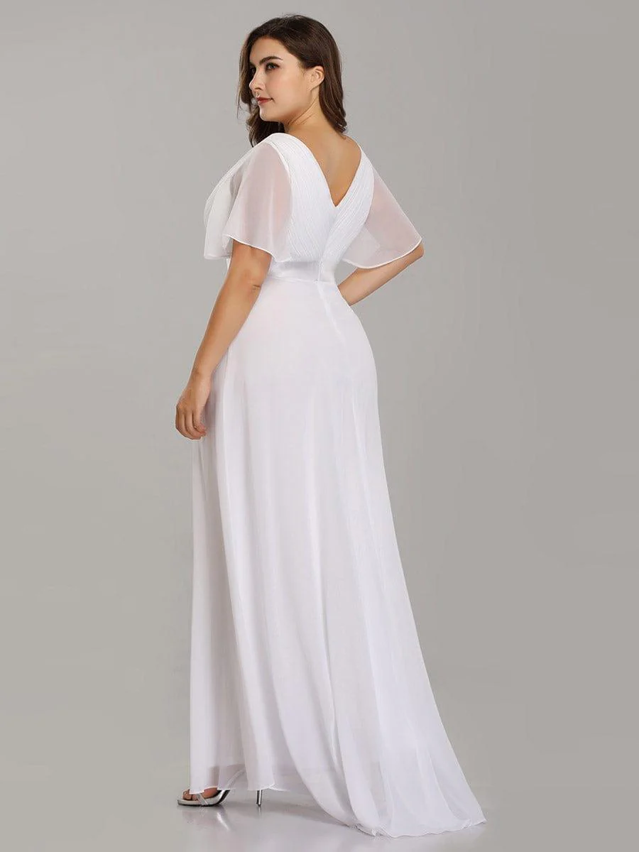 ever MONICA|High Waist Maxi Chiffon Bridesmaid Dress with Short Sleeves - Image 208