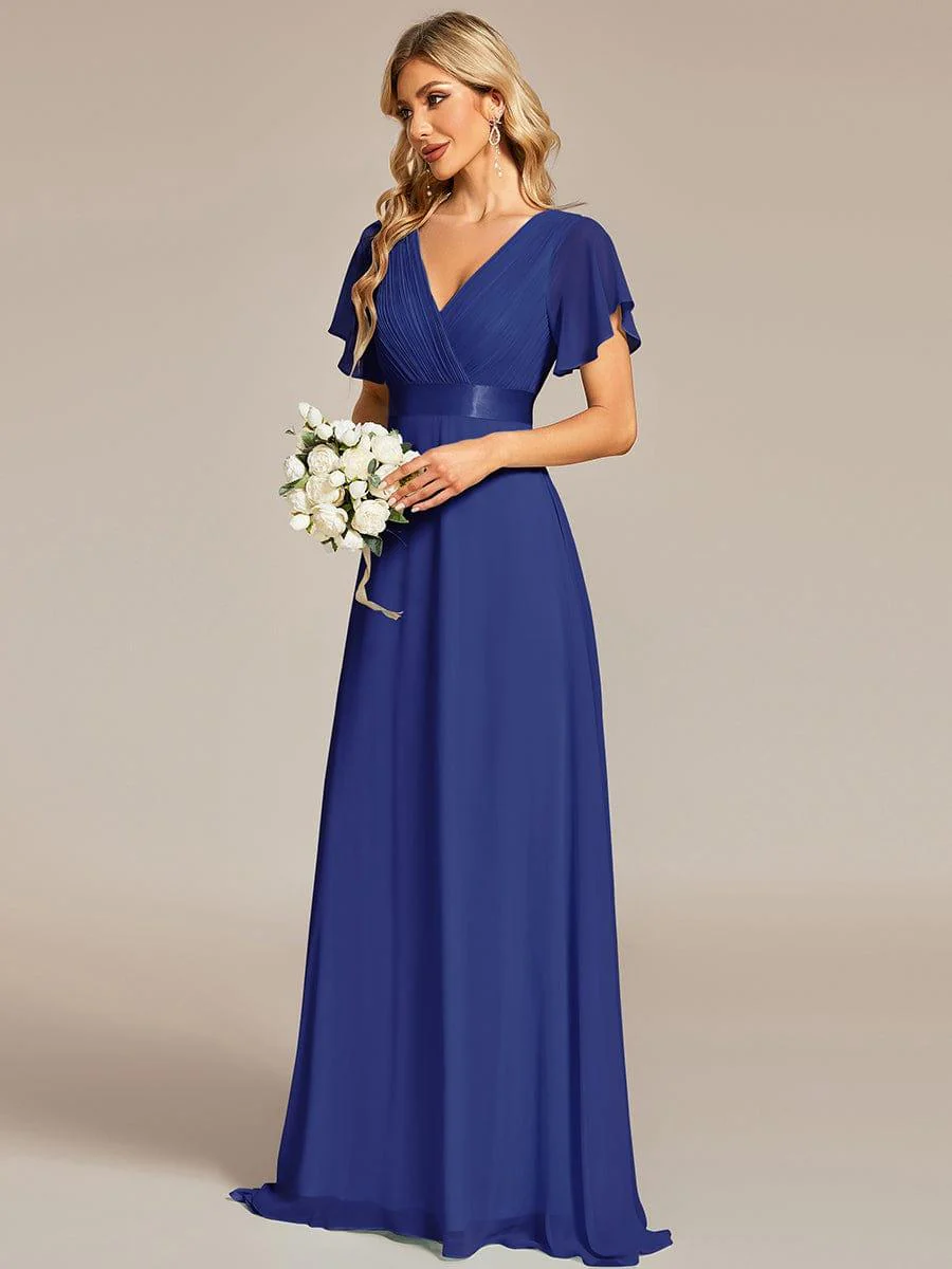 ever MONICA|High Waist Maxi Chiffon Bridesmaid Dress with Short Sleeves - Image 21