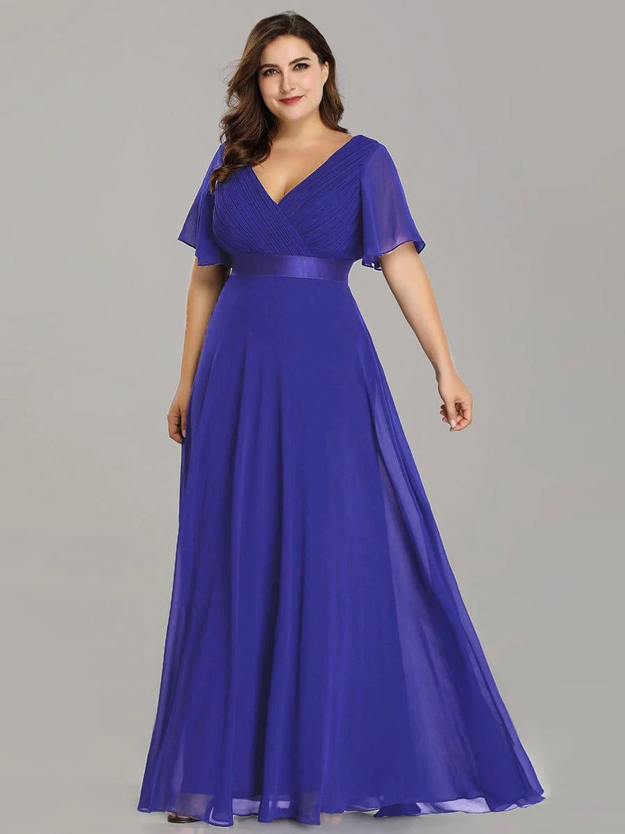 ever MONICA|High Waist Maxi Chiffon Bridesmaid Dress with Short Sleeves - Image 23