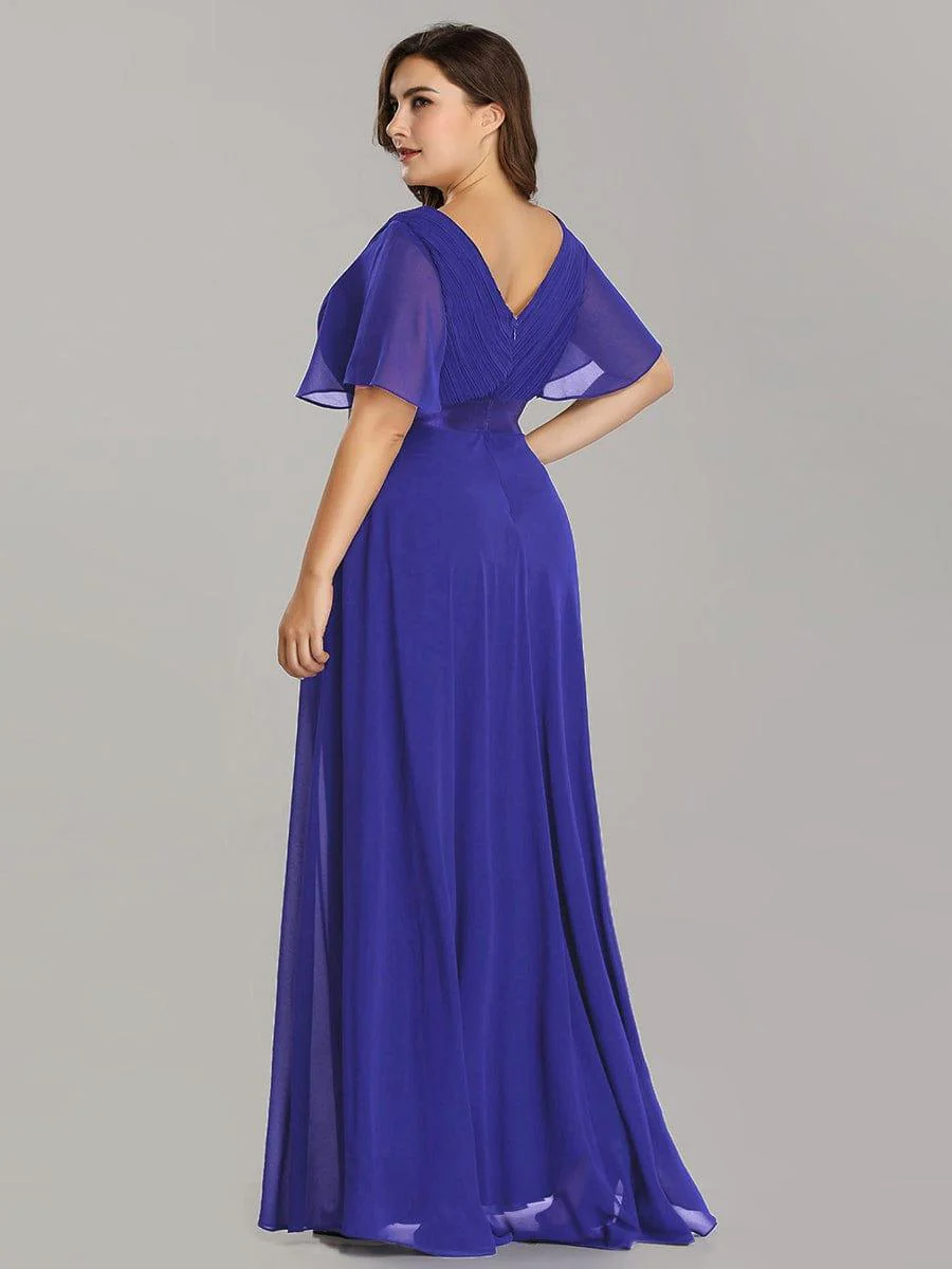 ever MONICA|High Waist Maxi Chiffon Bridesmaid Dress with Short Sleeves - Image 24