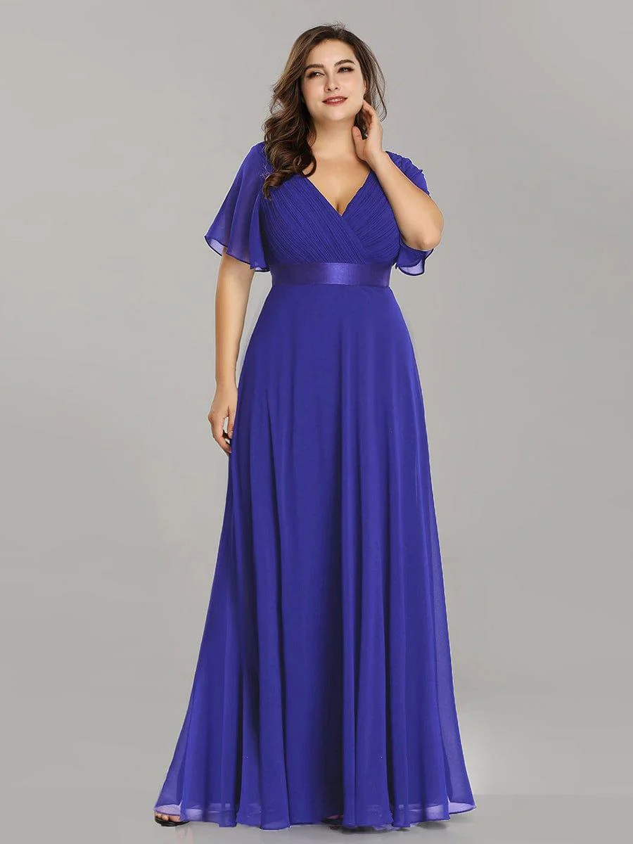 ever MONICA|High Waist Maxi Chiffon Bridesmaid Dress with Short Sleeves - Image 25