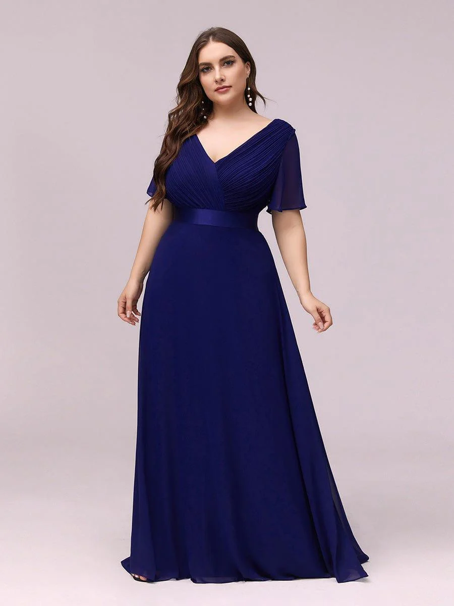 ever MONICA|High Waist Maxi Chiffon Bridesmaid Dress with Short Sleeves - Image 36