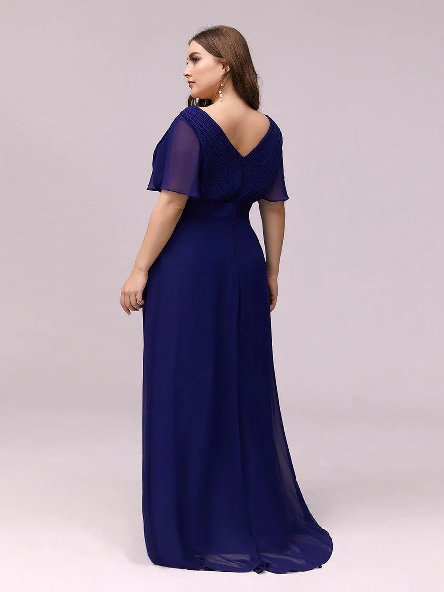 ever MONICA|High Waist Maxi Chiffon Bridesmaid Dress with Short Sleeves - Image 37