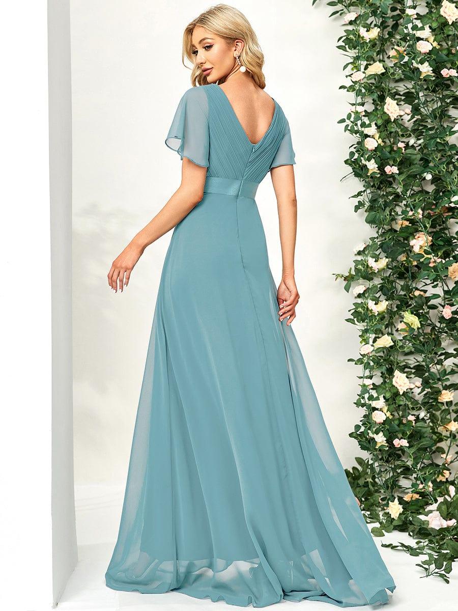 ever MONICA|High Waist Maxi Chiffon Bridesmaid Dress with Short Sleeves - Image 38
