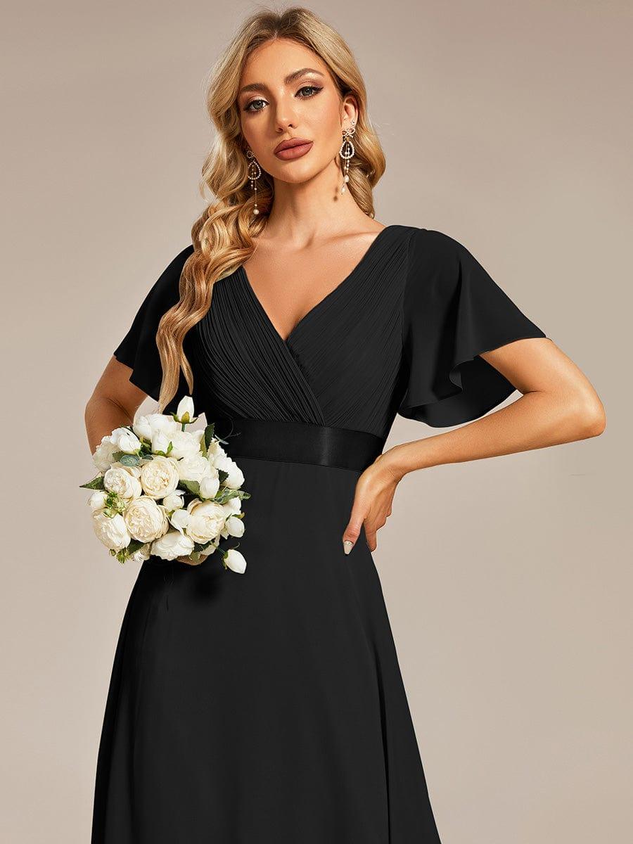 ever MONICA|High Waist Maxi Chiffon Bridesmaid Dress with Short Sleeves - Image 47