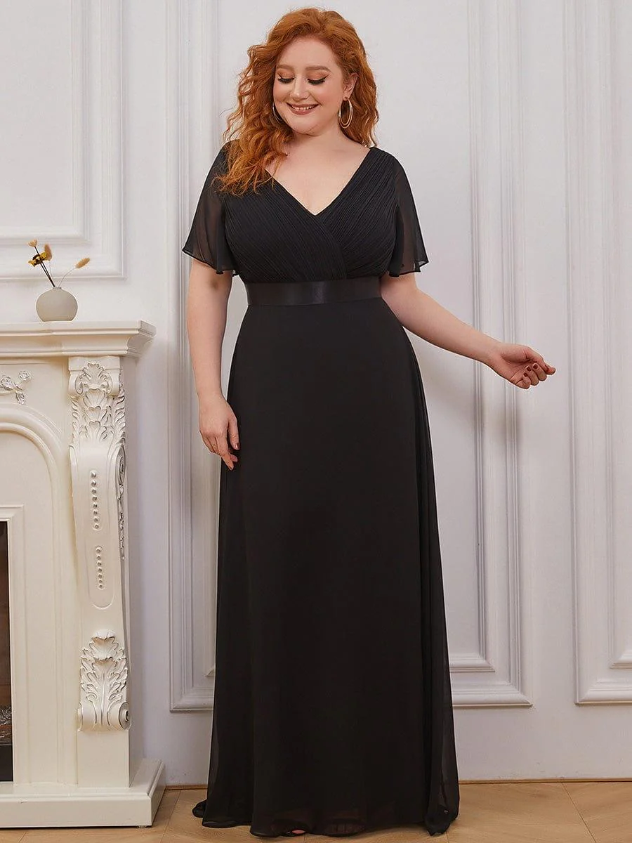 ever MONICA|High Waist Maxi Chiffon Bridesmaid Dress with Short Sleeves - Image 50