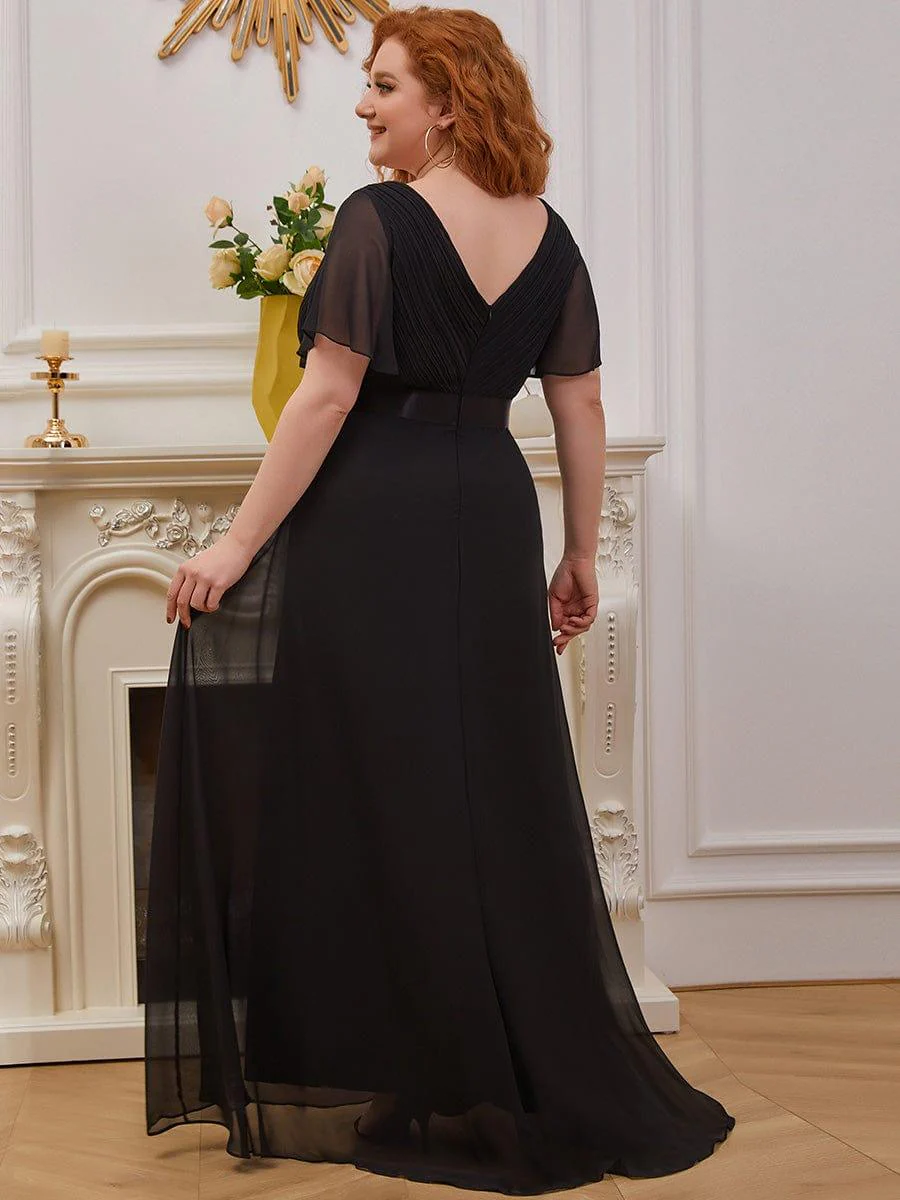ever MONICA|High Waist Maxi Chiffon Bridesmaid Dress with Short Sleeves - Image 51