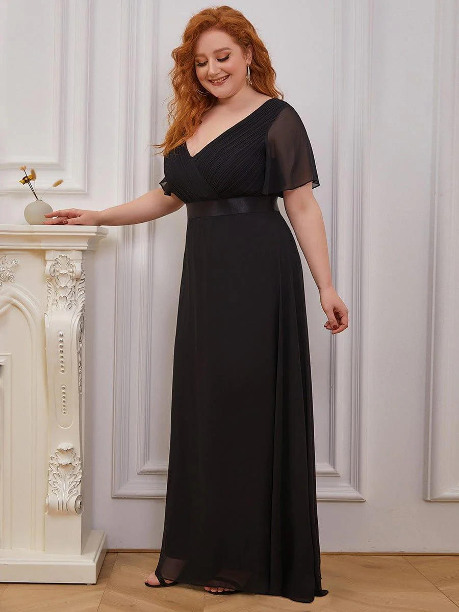 ever MONICA|High Waist Maxi Chiffon Bridesmaid Dress with Short Sleeves - Image 52