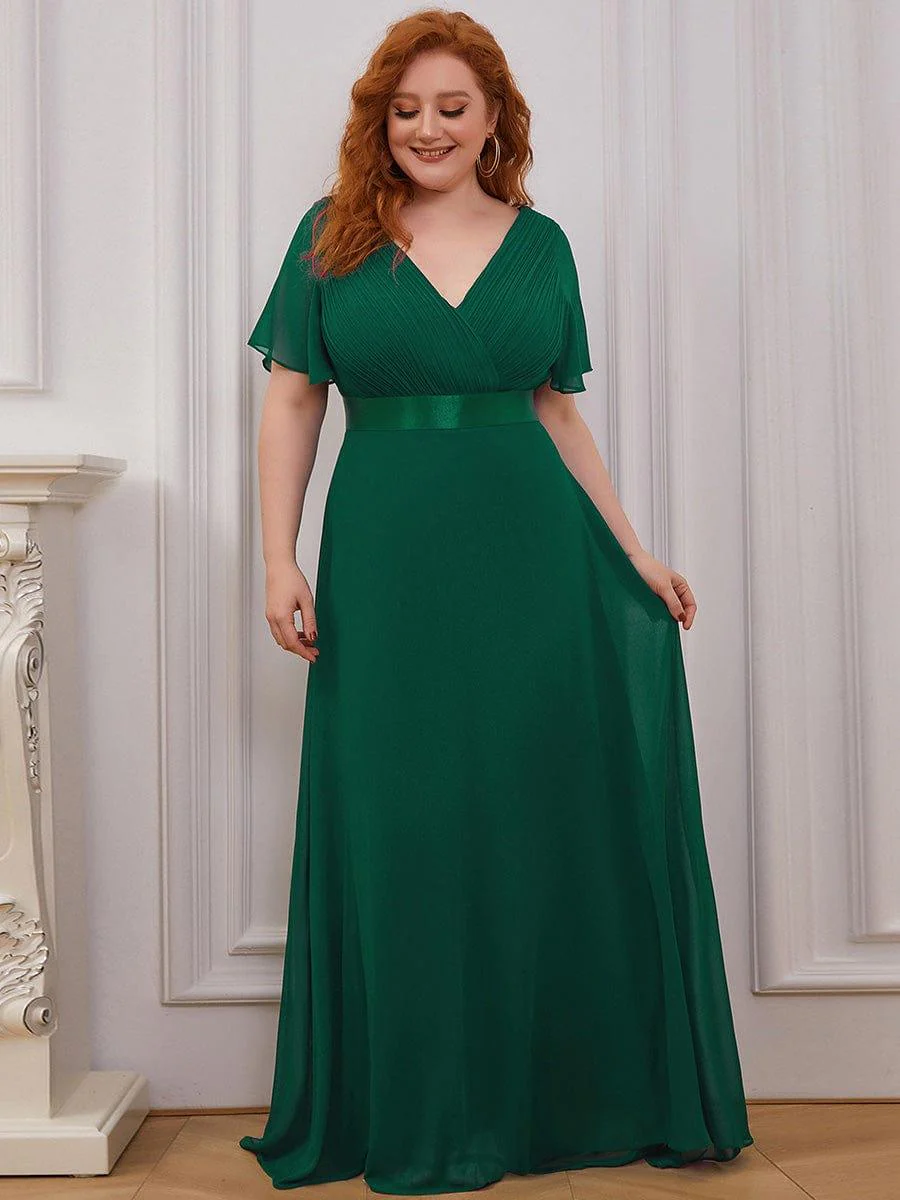 ever MONICA|High Waist Maxi Chiffon Bridesmaid Dress with Short Sleeves - Image 84