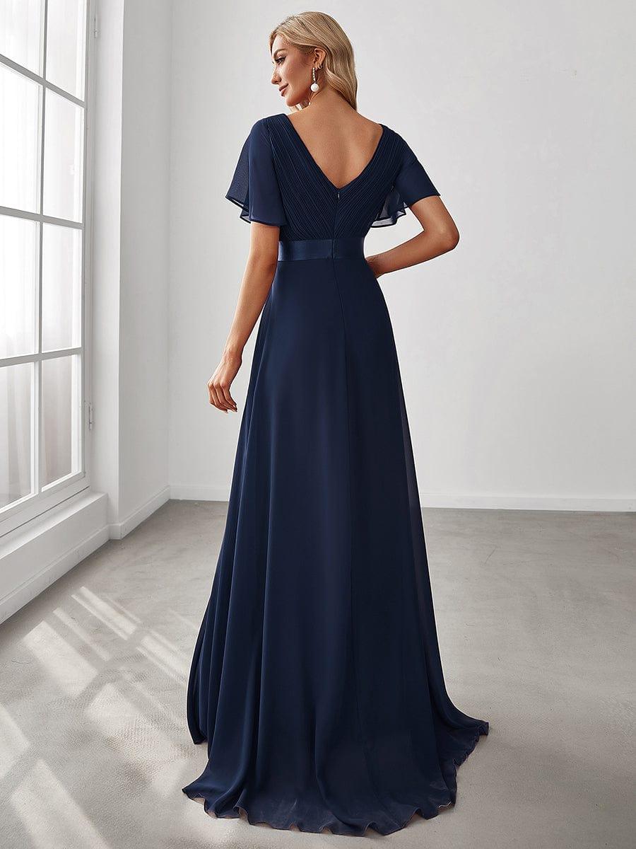 ever MONICA|High Waist Maxi Chiffon Bridesmaid Dress with Short Sleeves - Image 97