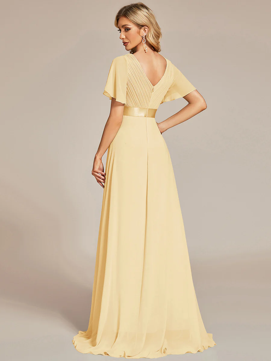 ever MONICA|High Waist Maxi Chiffon Bridesmaid Dress with Short Sleeves - Image 69