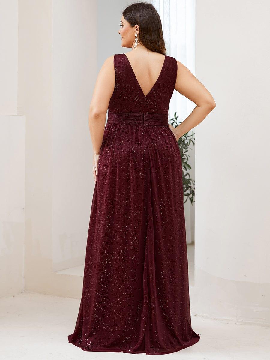 ever STERLING|Maxi Double V Neck Floor Length Sparkly Wedding Guest Dress - Image 15