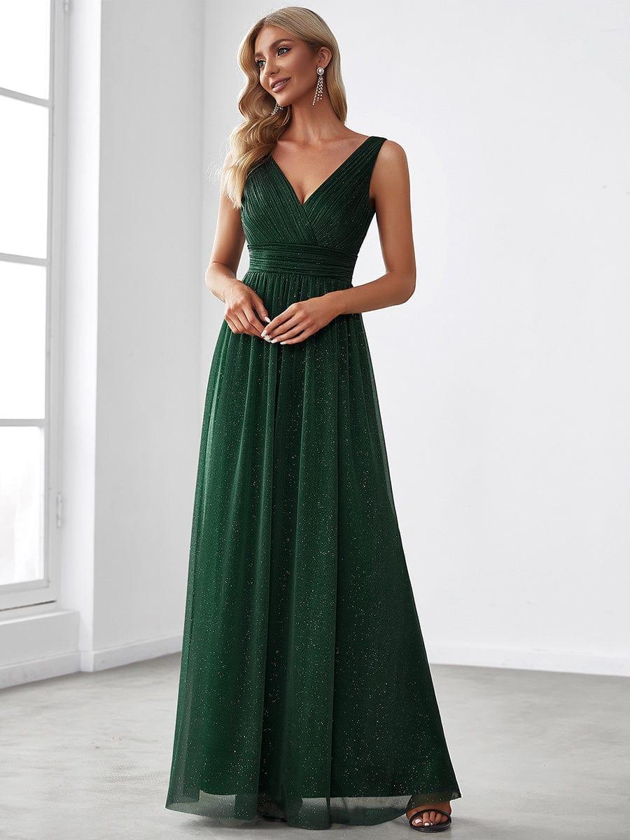 ever STERLING|Maxi Double V Neck Floor Length Sparkly Wedding Guest Dress - Image 20