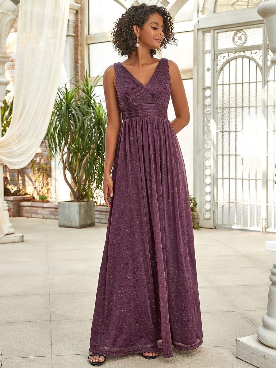 ever STERLING|Maxi Double V Neck Floor Length Sparkly Wedding Guest Dress - Image 25