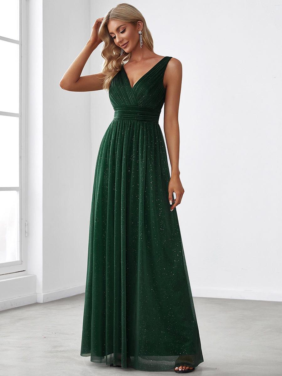 ever STERLING|Maxi Double V Neck Floor Length Sparkly Wedding Guest Dress - Image 27