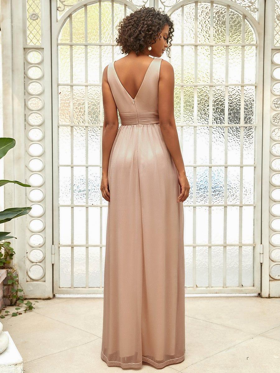 ever STERLING|Maxi Double V Neck Floor Length Sparkly Wedding Guest Dress - Image 3